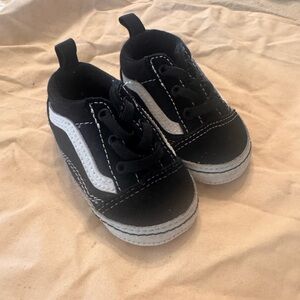 Vans Kids Black and White Skate Sneakers crib shoes